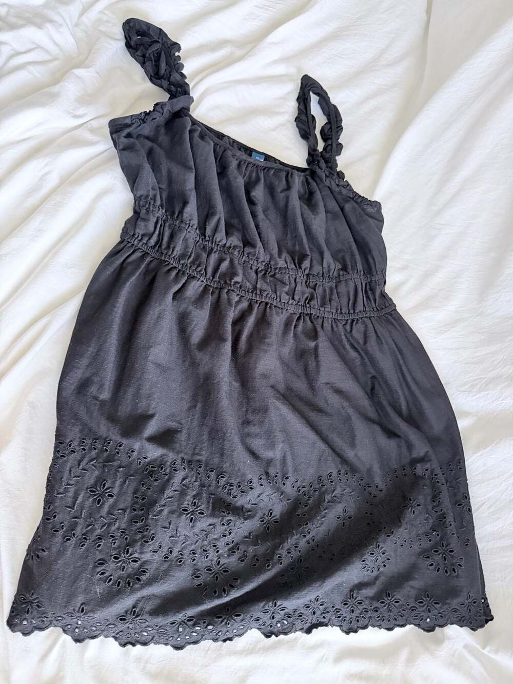 Old Navy Black Smocked Eyelet Hem Mini Dress XL